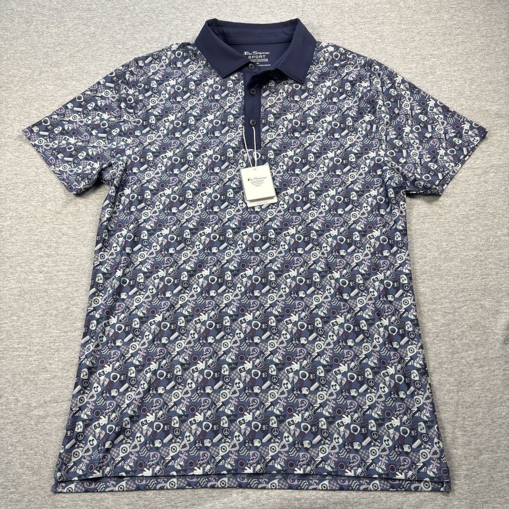 Ben Sherman Sport Button Golf Polo Shirt Top Short Sleeve Men's Medium New NWT